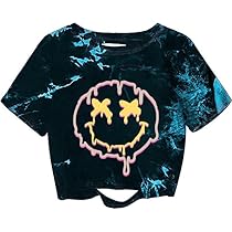 トップス meltthelady logo cropped tee black Remidoo Women's Tie Dye Short Sleeve Graphic Print